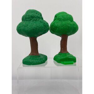 VTG 2003 Fisher Price GeoTrax Replacement Trees Set of 2 Green Plastic Village
